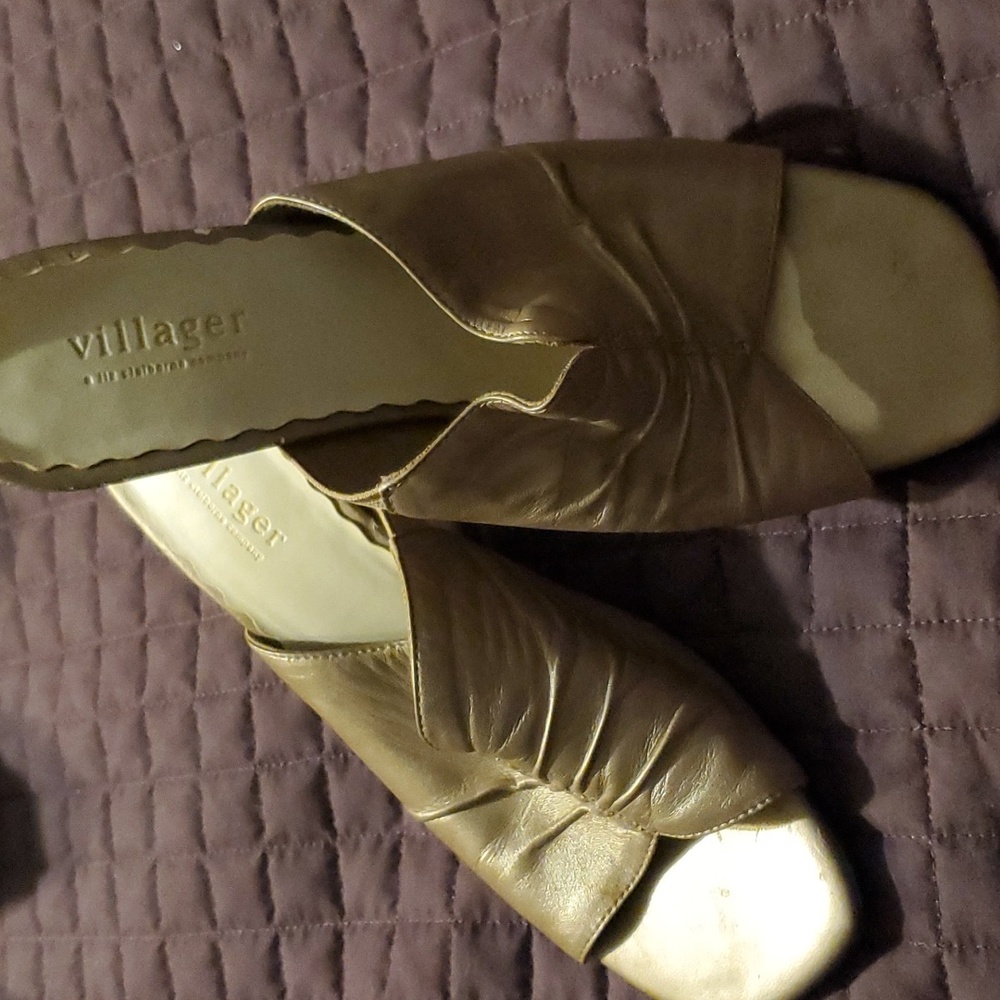 Gold slip on heels